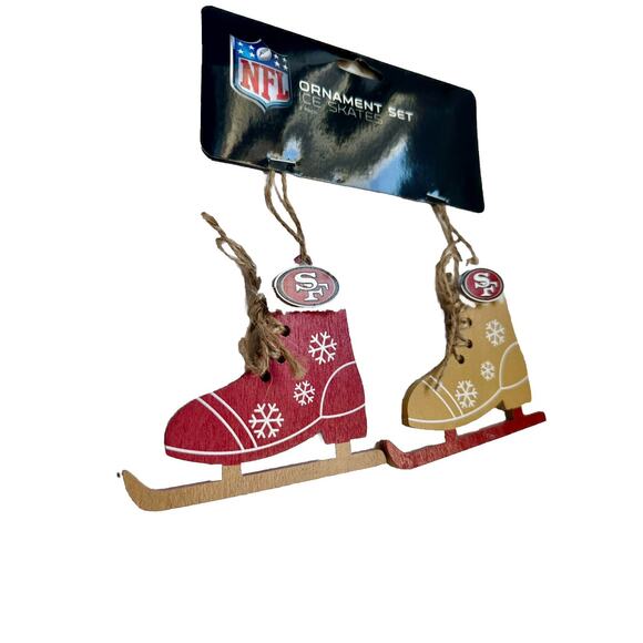 NFL San Francisco 49ers Ice Skate Ornament Set – 2-Pack Christmas Tree Decor NWT - Picture 7 of 8